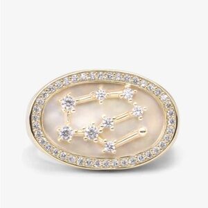 Melinda Maria Gold and Mother of Pearl Constellation  Gemini Ring size 7